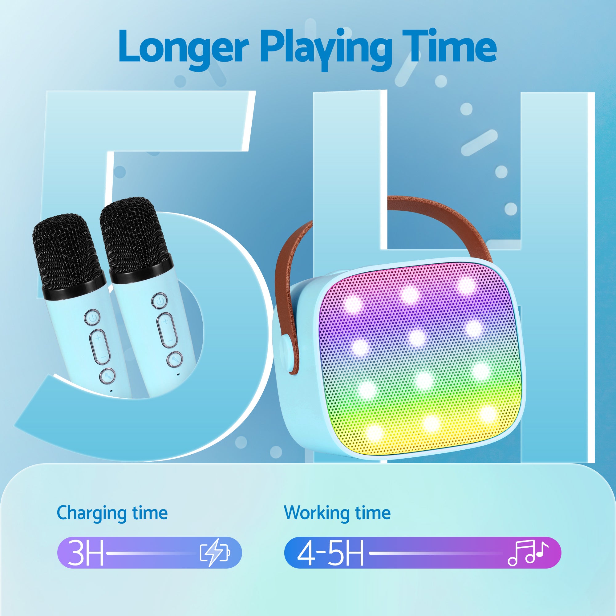 Alpha Mini Portable Karaoke Machine for Adults Kids with 2 Wireless Microphones - Free Delivery