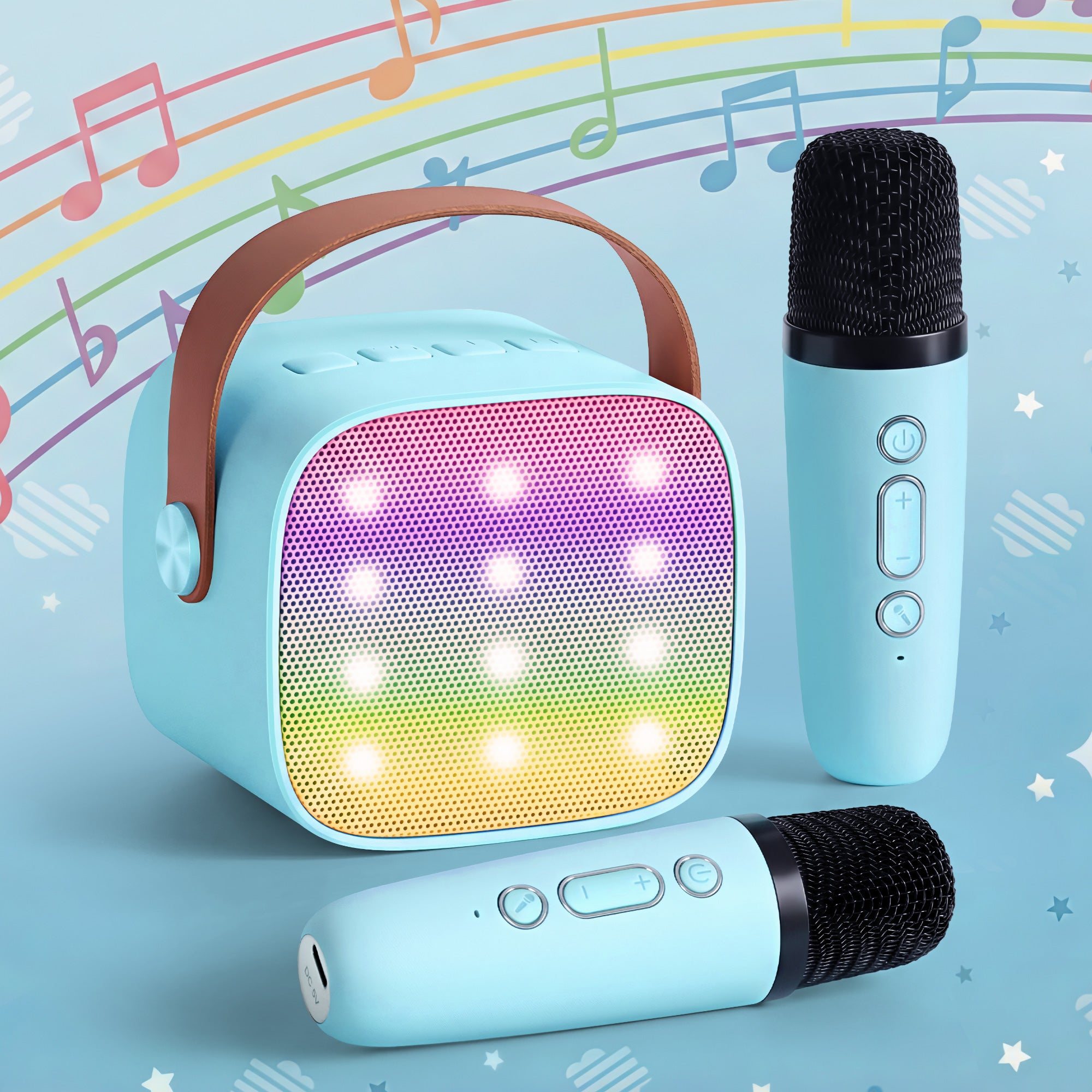 Alpha Mini Portable Karaoke Machine for Adults Kids with 2 Wireless Microphones - Free Delivery