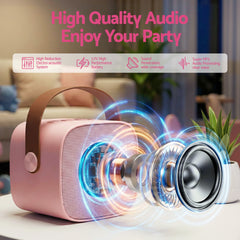 Alpha Mini Portable Karaoke Machine for Adults Kids with 2 Wireless Microphones - Free Delivery