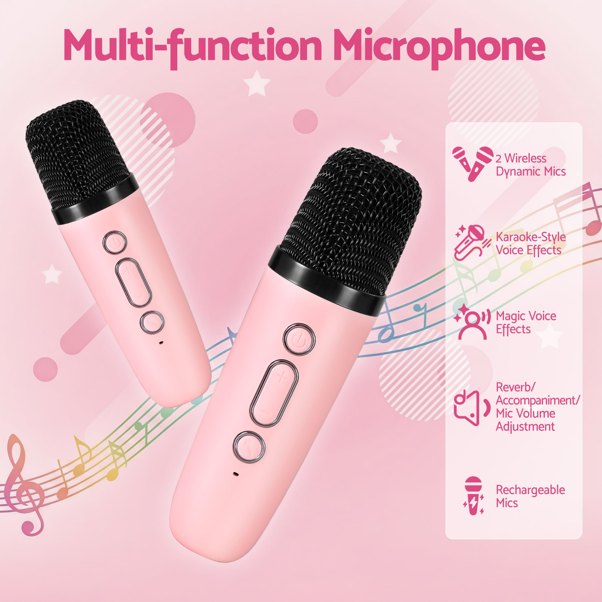 Alpha Mini Portable Karaoke Machine for Adults Kids with 2 Wireless Microphones - Free Delivery