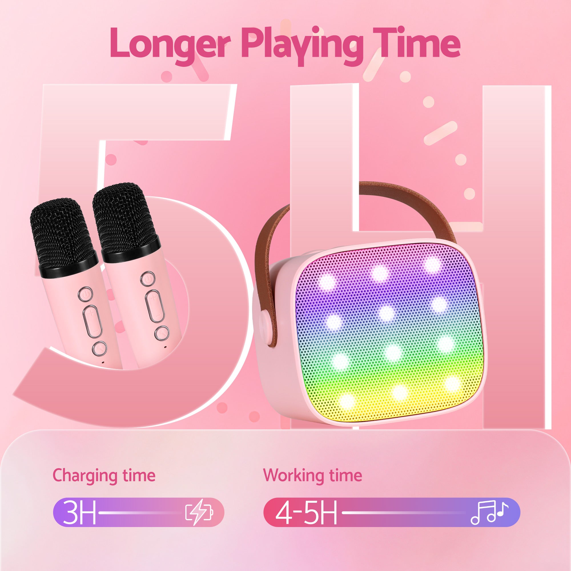 Alpha Mini Portable Karaoke Machine for Adults Kids with 2 Wireless Microphones - Free Delivery