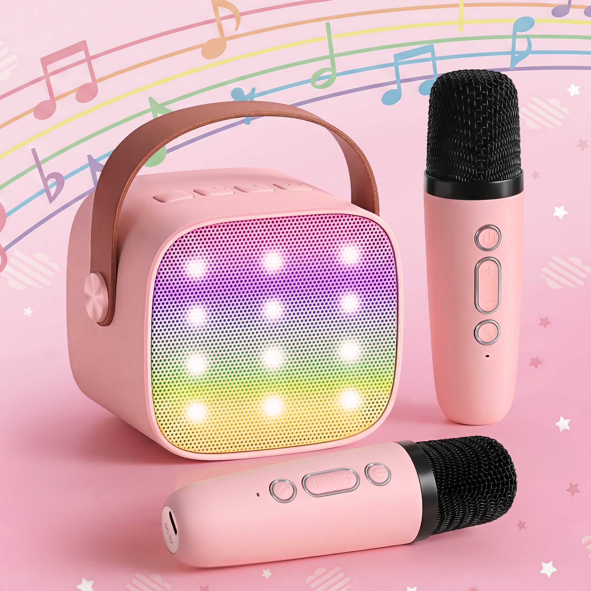 Alpha Mini Portable Karaoke Machine for Adults Kids with 2 Wireless Microphones - Free Delivery