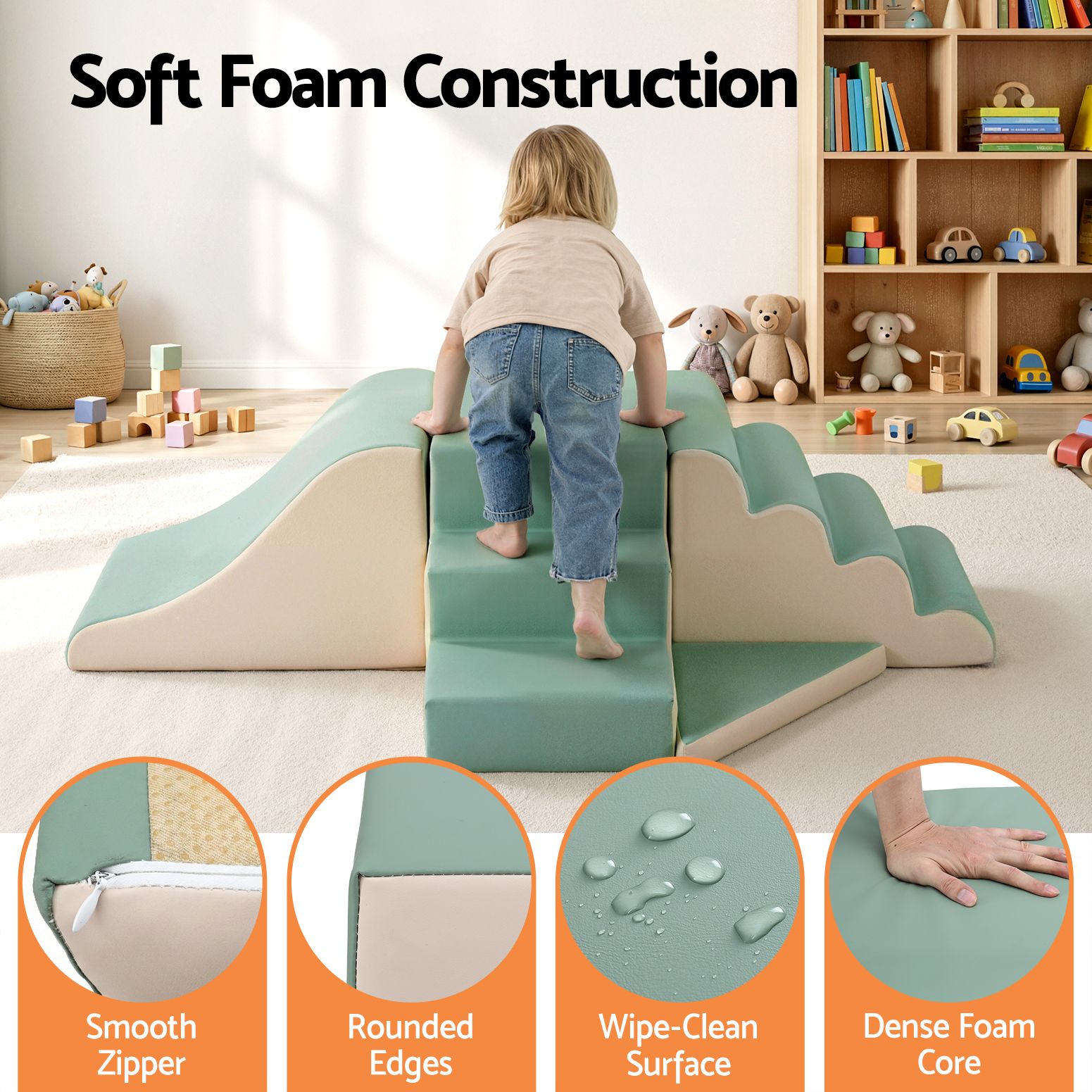 Keezi Kids Climbing Blocks 4-Piece Foam Toddler Playset Soft Indoor Climbing Toy