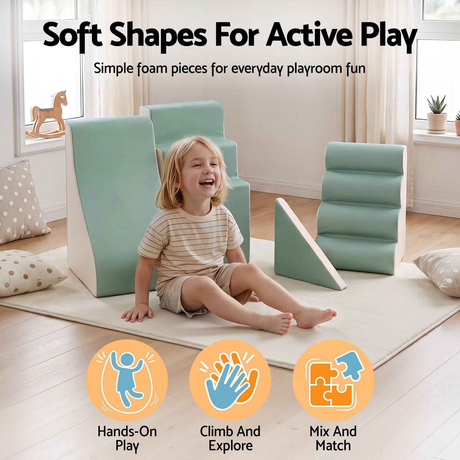 Keezi Kids Climbing Blocks 4-Piece Foam Toddler Playset Soft Indoor Climbing Toy