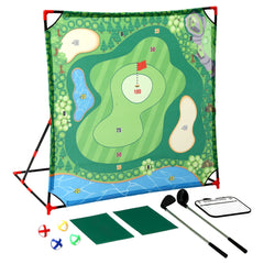 Keezi Kids Golf Chipping Game Set with Stand, 24 Sticky Balls, Adjustable Club & 2 Hitting Mats for Indoor Outdoor Ages 3-12 Play