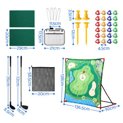Keezi Kids Golf Chipping Game Set with Stand, 24 Sticky Balls, Adjustable Club & 2 Hitting Mats for Indoor Outdoor Ages 3-12 Play
