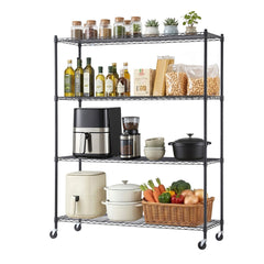 Artiss 4-Tier Kitchen Rack Shelf with Wheels Shelving 152x45x187CM Adjustable Metal Storage Shelves
