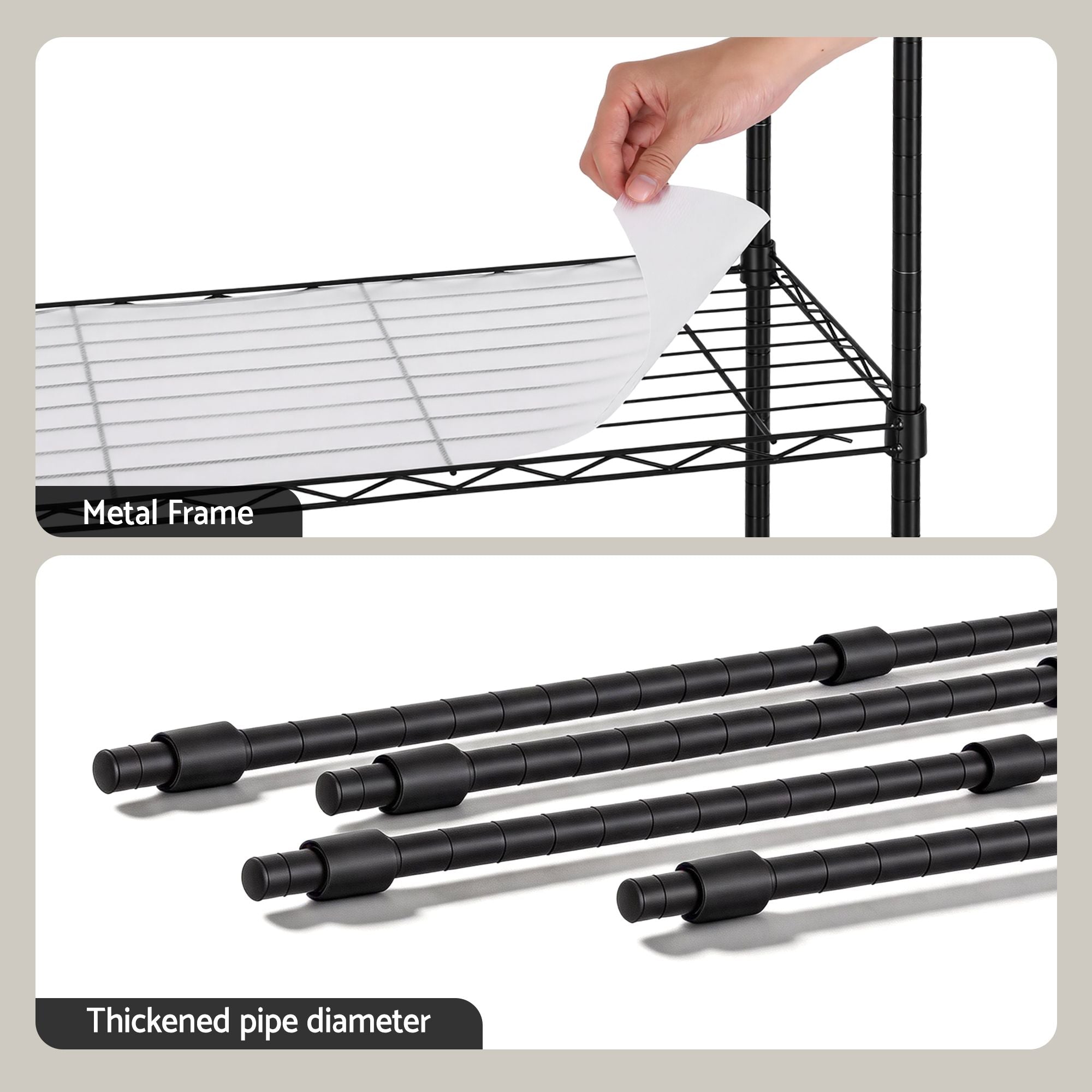 Artiss 5-Tier Kitchen Rack Shelf Shelving Unit 55x30x150CM Adjustable Metal Storage Shelves Black