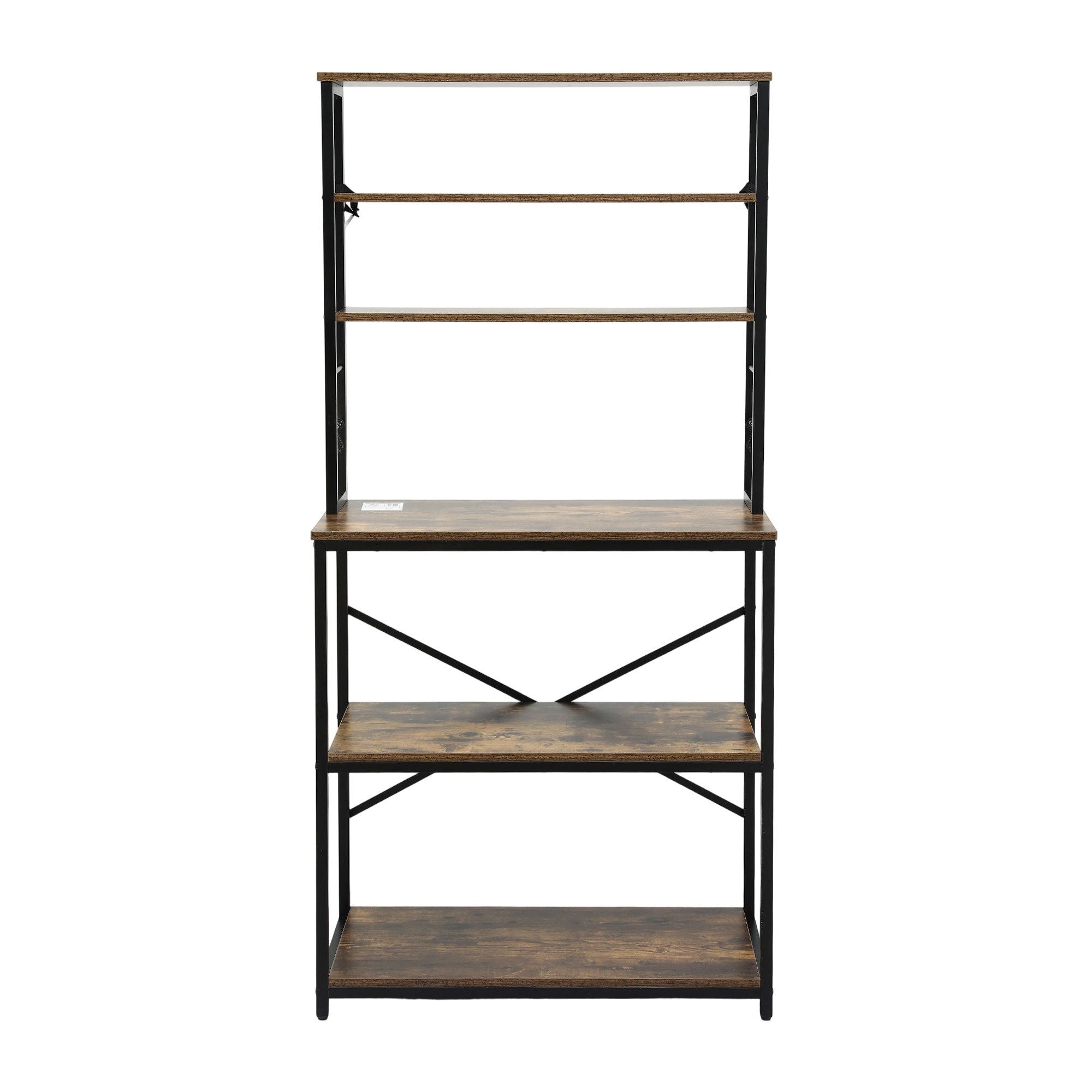 Artiss 6-Tier Kitchen Rack with 6 Hooks Microwave Storage Shelf 80cm x 167cm