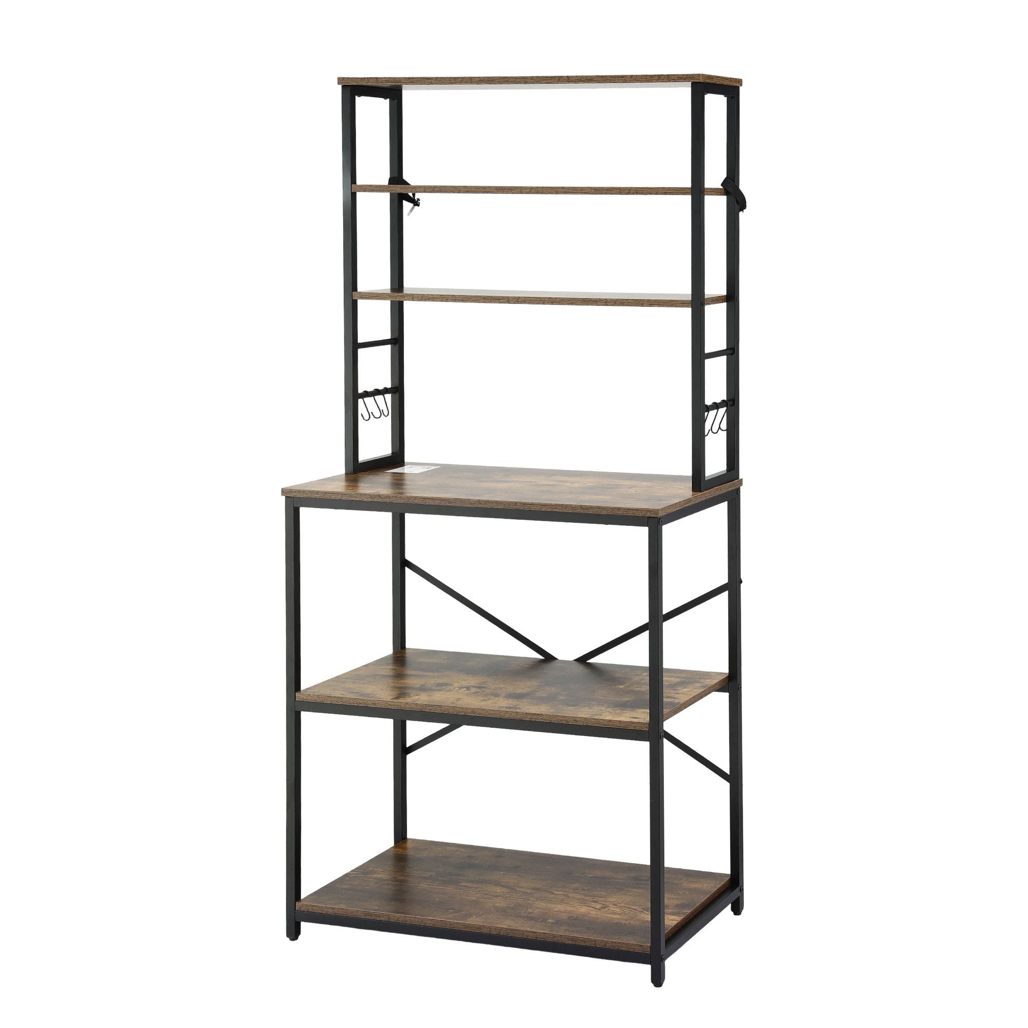 Artiss 6-Tier Kitchen Rack with 6 Hooks Microwave Storage Shelf 80cm x 167cm