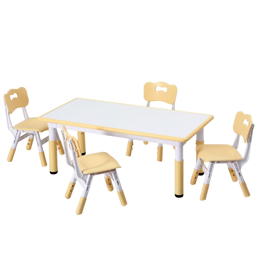 Keezi Kids Table and 4 Chairs Set Height Adjustable Toddler Desk and Chair Set