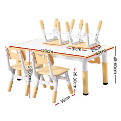 Keezi Kids Table and 4 Chairs Set Height Adjustable Toddler Desk and Chair Set