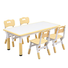 Keezi Kids Table and 4 Chairs Set Height Adjustable Toddler Desk and Chair Set