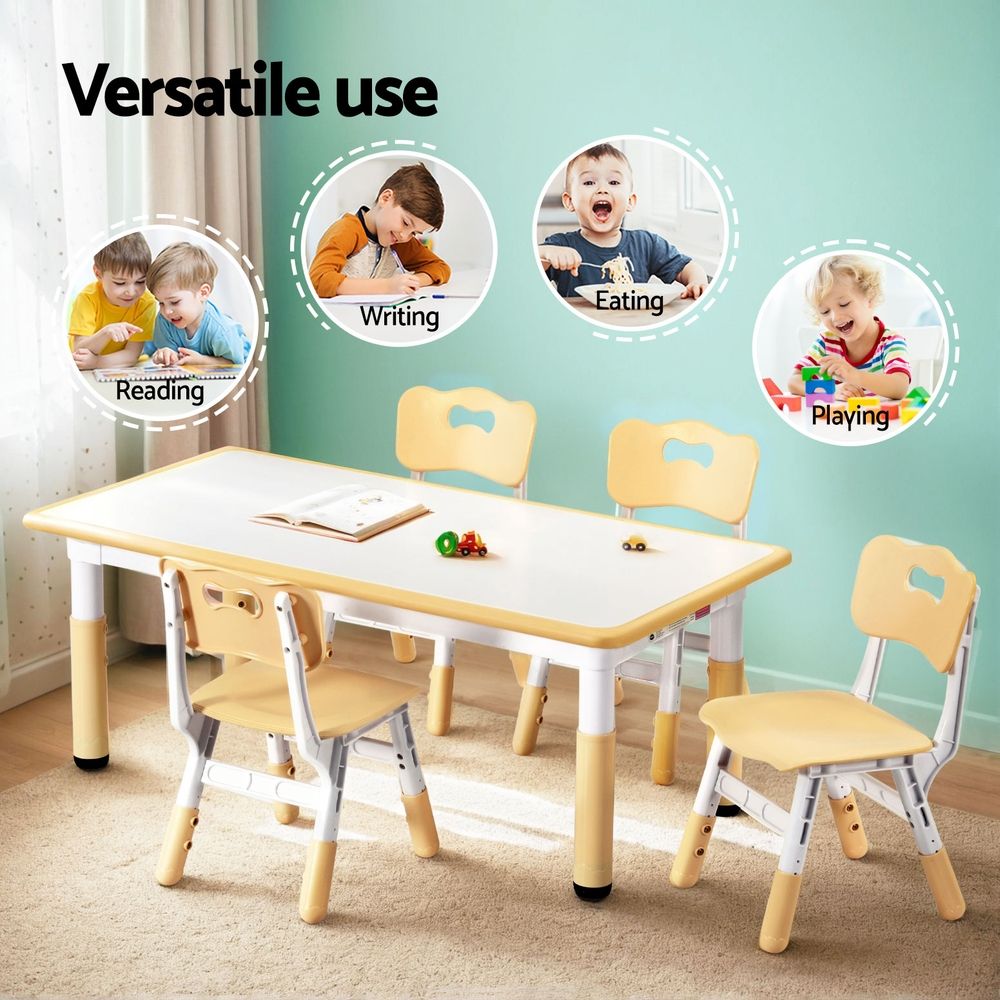 Keezi Kids Table and 4 Chairs Set Height Adjustable Toddler Desk and Chair Set
