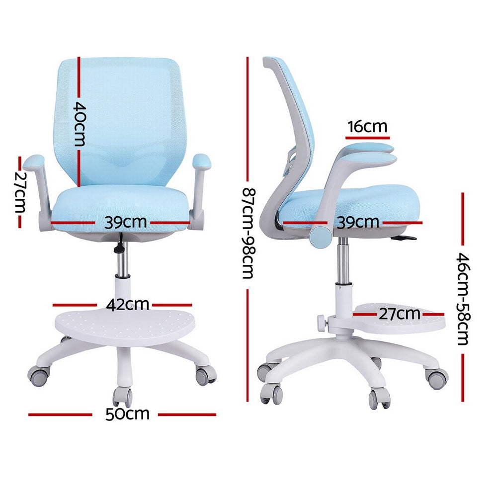 Keezi Kids Ergonomic Study Chair Adjustable w/Wheels Footrest Blue