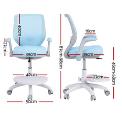 Keezi Kids Ergonomic Study Chair Adjustable w/Wheels Footrest Blue