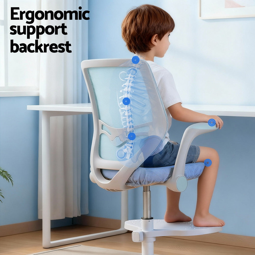 Keezi Kids Ergonomic Study Chair Adjustable w/Wheels Footrest Blue