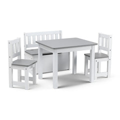 Keezi 2 in 1 Kids Table and Chair Set, Activity Table with Storage Bench and 2 Chairs for Reading, Drawing, Writing, Snack Time & Arts Crafts, 4 Piece Toddler Table and Chair Set,