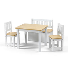 Keezi 2 in 1 Kids Table and Chair Set, Activity Table with Storage Bench and 2 Chairs for Reading, Drawing, Writing, Snack Time & Arts Crafts, 4 Piece Toddler Table and Chair Set,