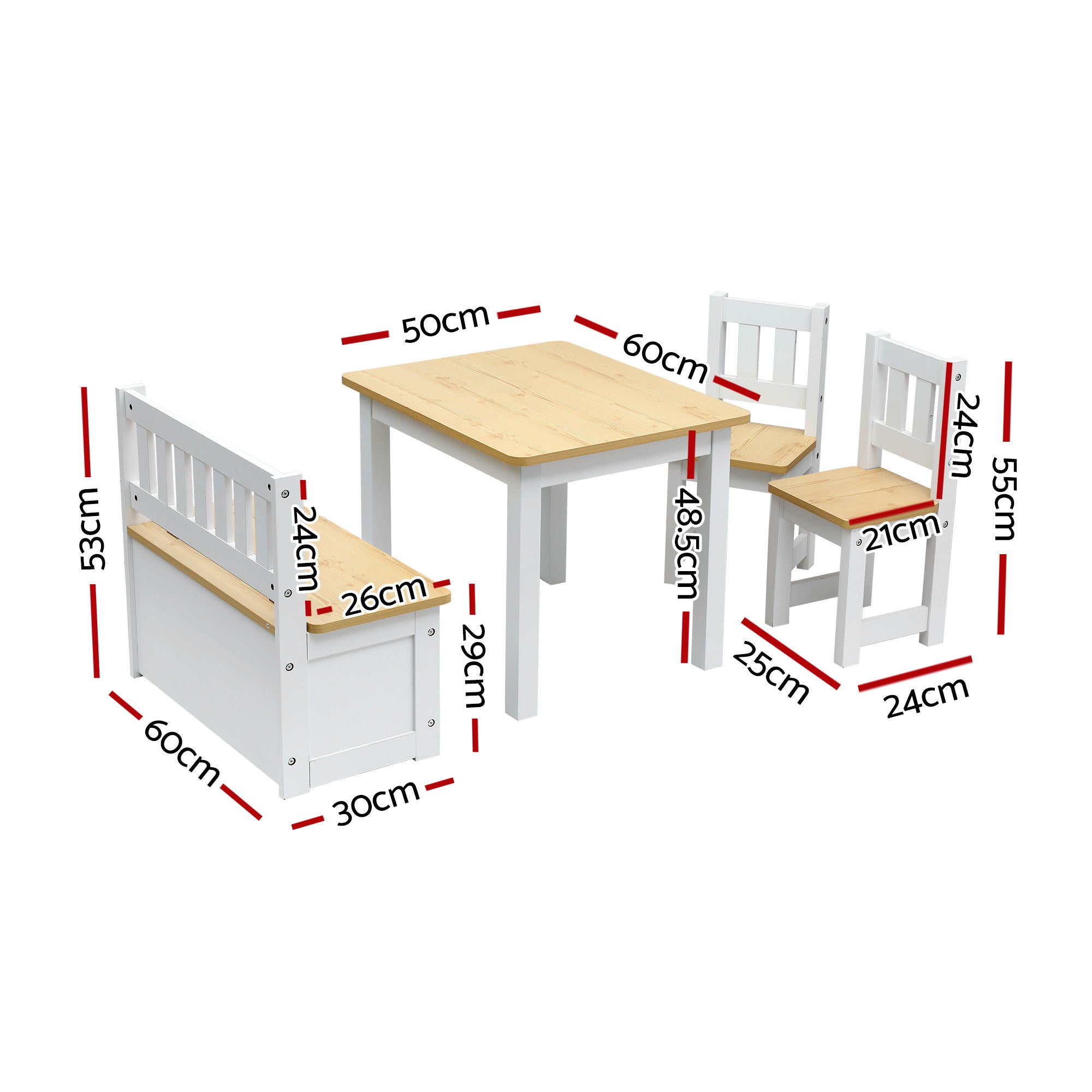 Keezi 2 in 1 Kids Table and Chair Set, Activity Table with Storage Bench and 2 Chairs for Reading, Drawing, Writing, Snack Time & Arts Crafts, 4 Piece Toddler Table and Chair Set,