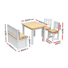 Keezi 2 in 1 Kids Table and Chair Set, Activity Table with Storage Bench and 2 Chairs for Reading, Drawing, Writing, Snack Time & Arts Crafts, 4 Piece Toddler Table and Chair Set,