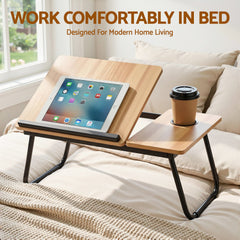 Artiss Laptop Desk Bed Table Foldable Portable Desktop Oak - Free Delivery