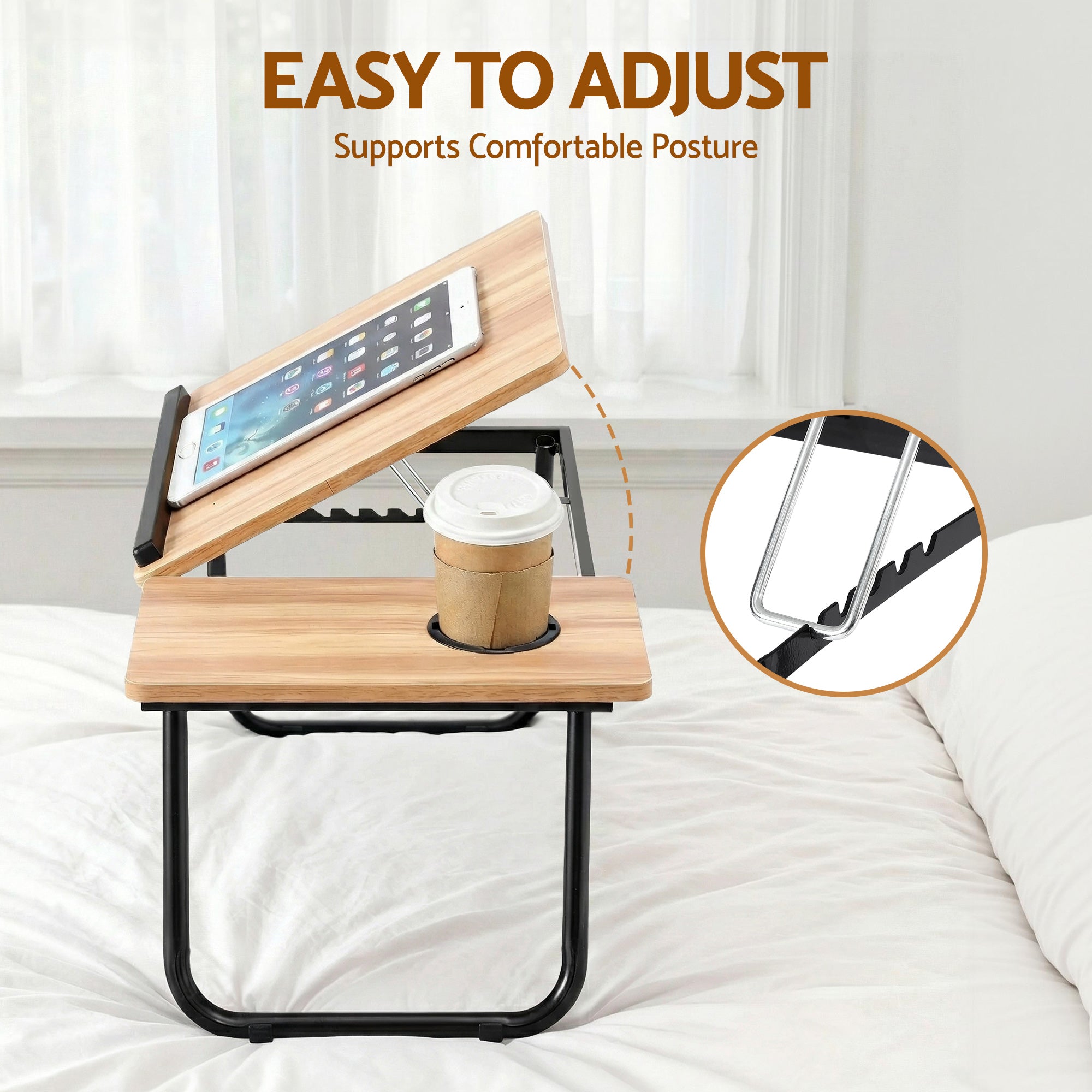 Artiss Laptop Desk Bed Table Foldable Portable Desktop Oak - Free Delivery