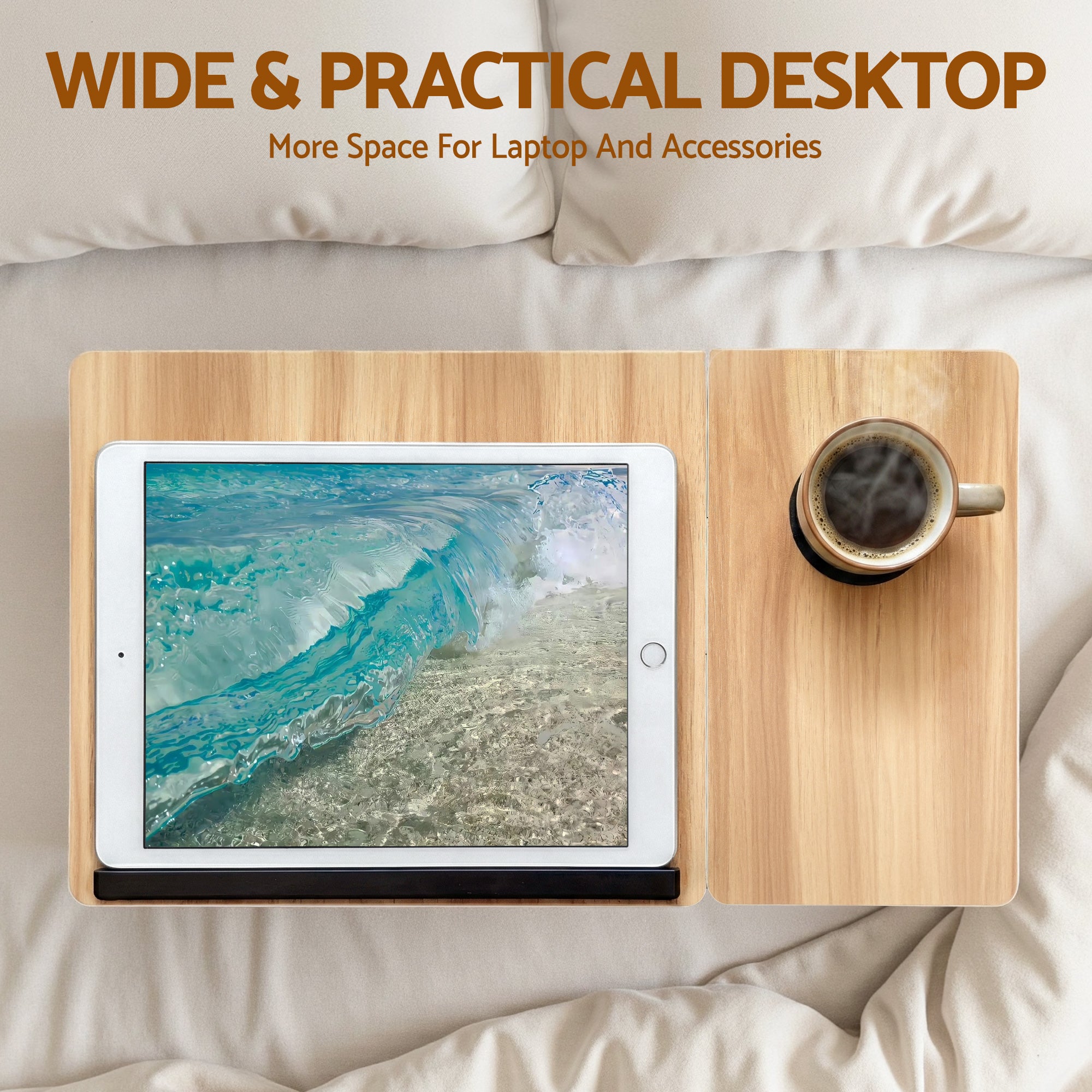 Artiss Laptop Desk Bed Table Foldable Portable Desktop Oak - Free Delivery