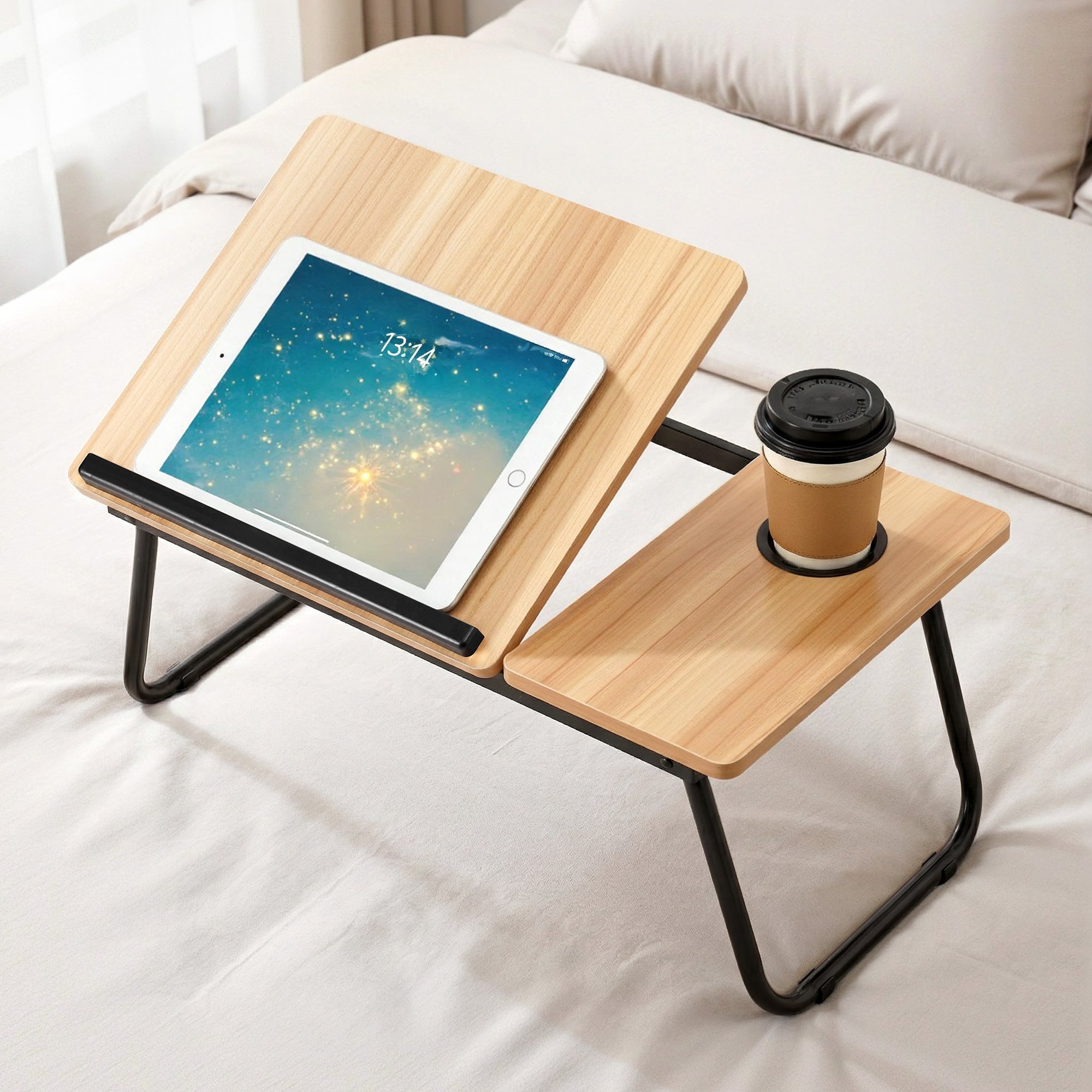 Artiss Laptop Desk Bed Table Foldable Portable Desktop Oak - Free Delivery