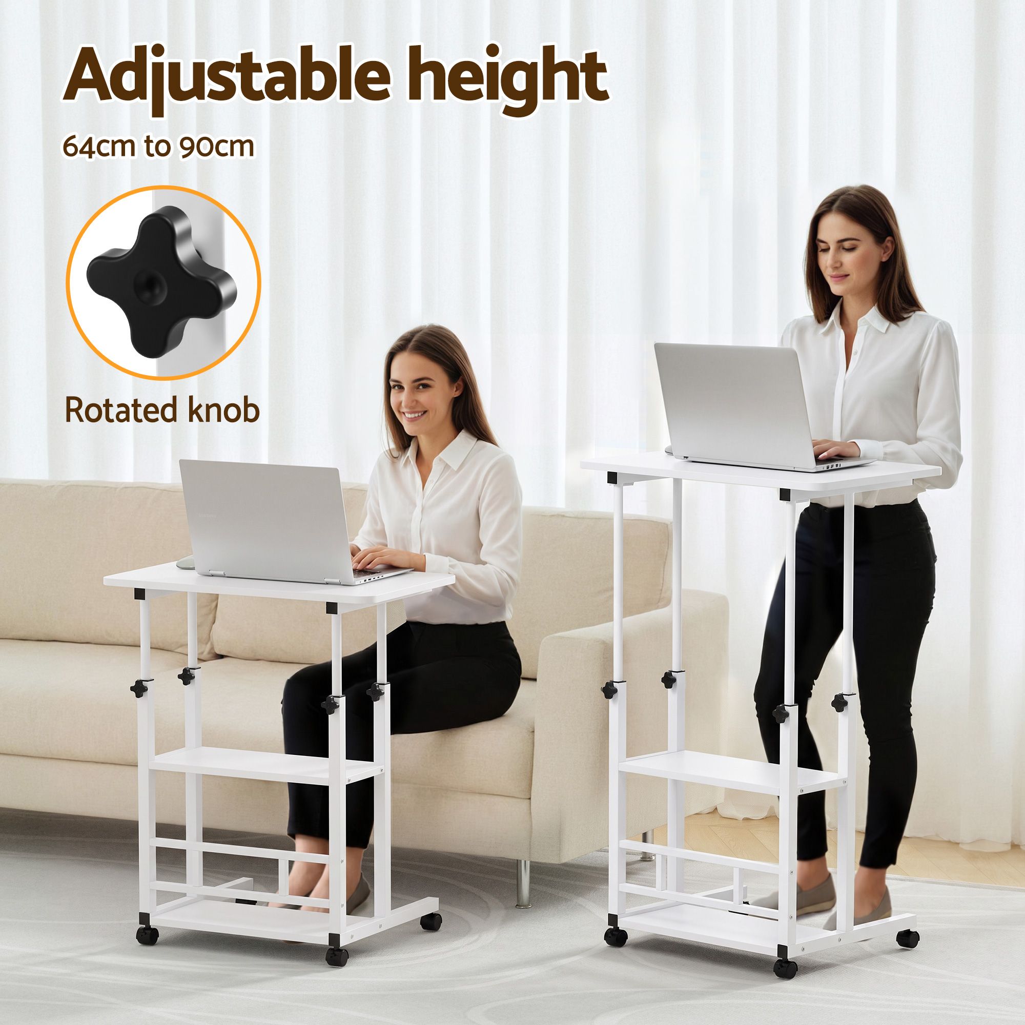 Artiss Laptop Desk Height Adjustable Mobile Workstation Computer Desks 60CM