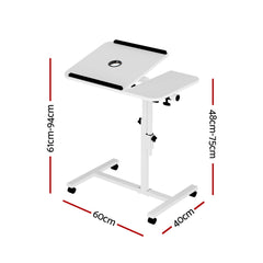 Artiss Laptop Desk Table Fan Cooling White 60CM