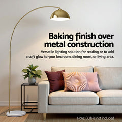 Artiss Modern Arched Floor Lamp Gold Brass Standing Heavy-Duty Marble Base for Living Room Bedroom