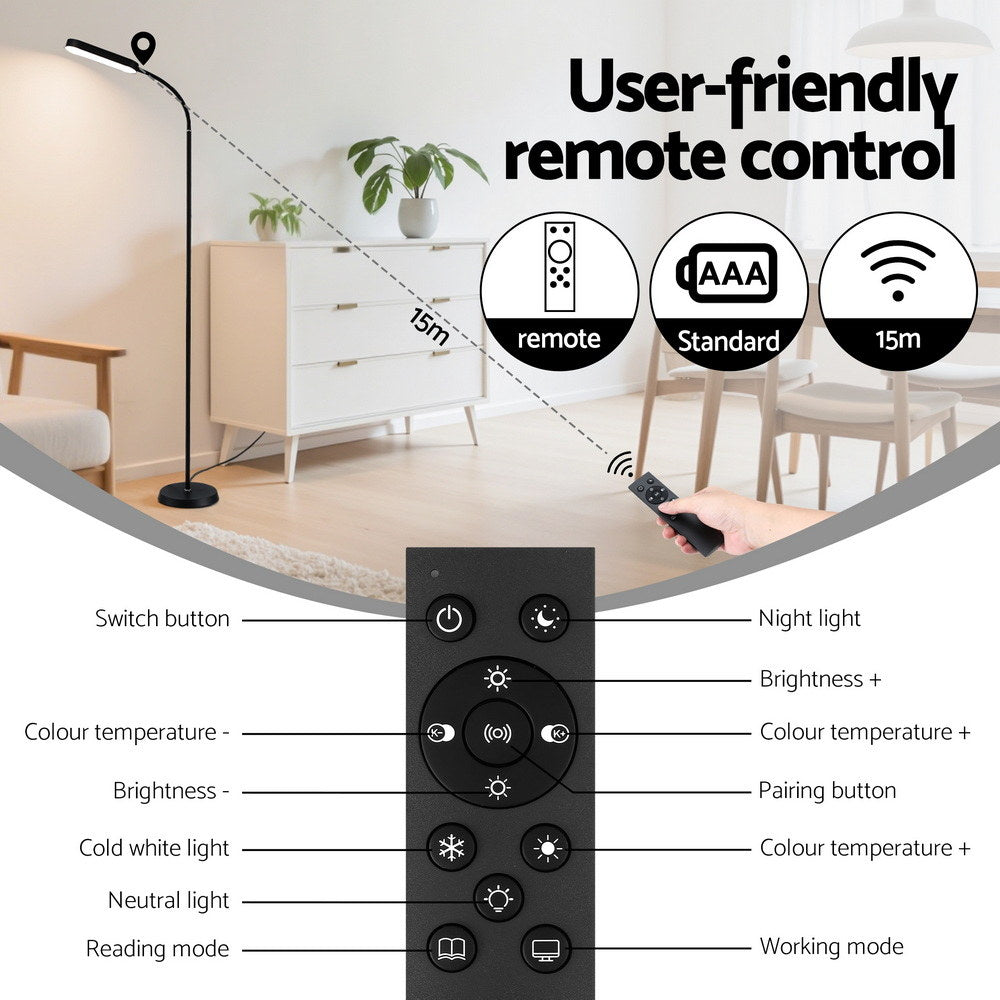 Artiss LED Floor Lamp with Remote Control & 4 Color Temperature Reading Living