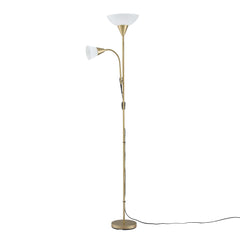 Artiss Gold Floor Lamp with Reading Light | Mother and Child Standing Lamp with 360 Flexible Gooseneck, Individual Switch & Plate Shade, E27 & E14 Bulb (Not Included) Home Living Room Office Reading