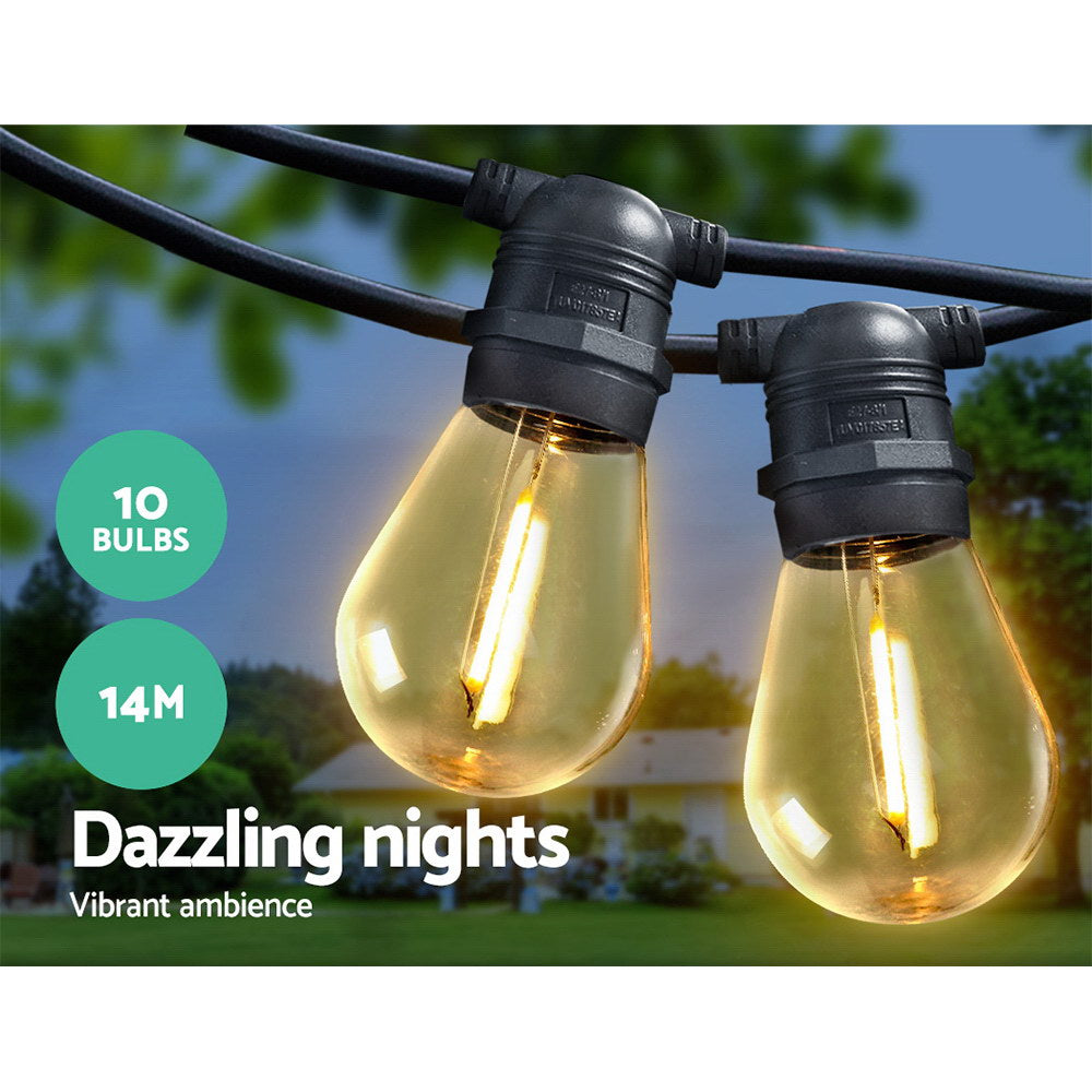 14m LED Festoon String Lights Christmas Decorations Wedding Party Outdoor Garden