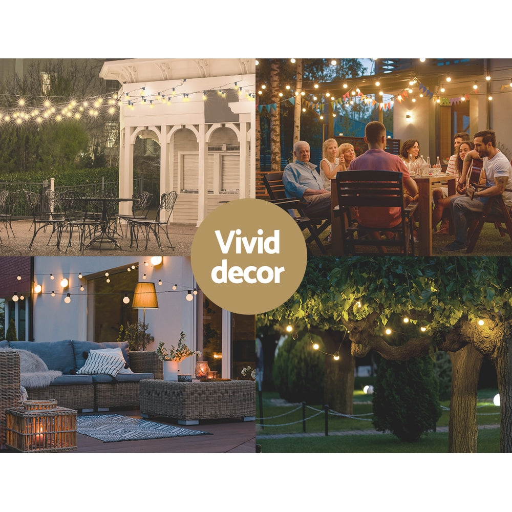 10m Festoon Lights Christmas Fairy String Lights Outdoor Party Garden Decor