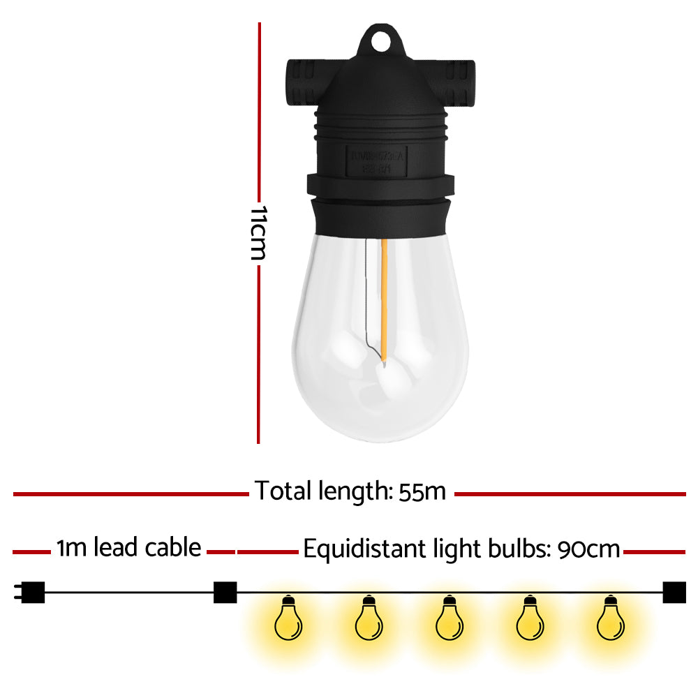 55m Festoon Lights Christmas Fairy String Lights Outdoor Party Garden Decor