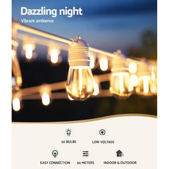 50m LED Festoon Light Outdoor String Light Christmas Wedding Party Decorations