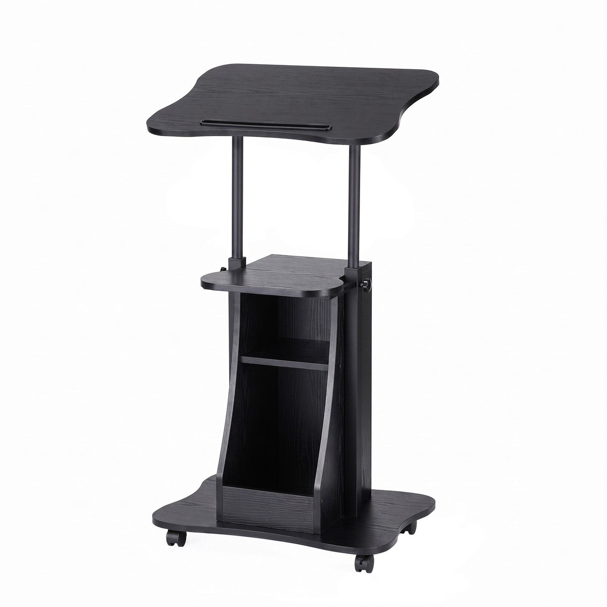Artiss Mobile Podium Stand with Lockable Wheels Height Adjustable Laptop Desk Black