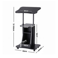 Artiss Mobile Podium Stand with Lockable Wheels Height Adjustable Laptop Desk Black