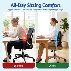 Artiss Ergonomic Lumbar Support Cushion for Office Chair and Car Memory Foam