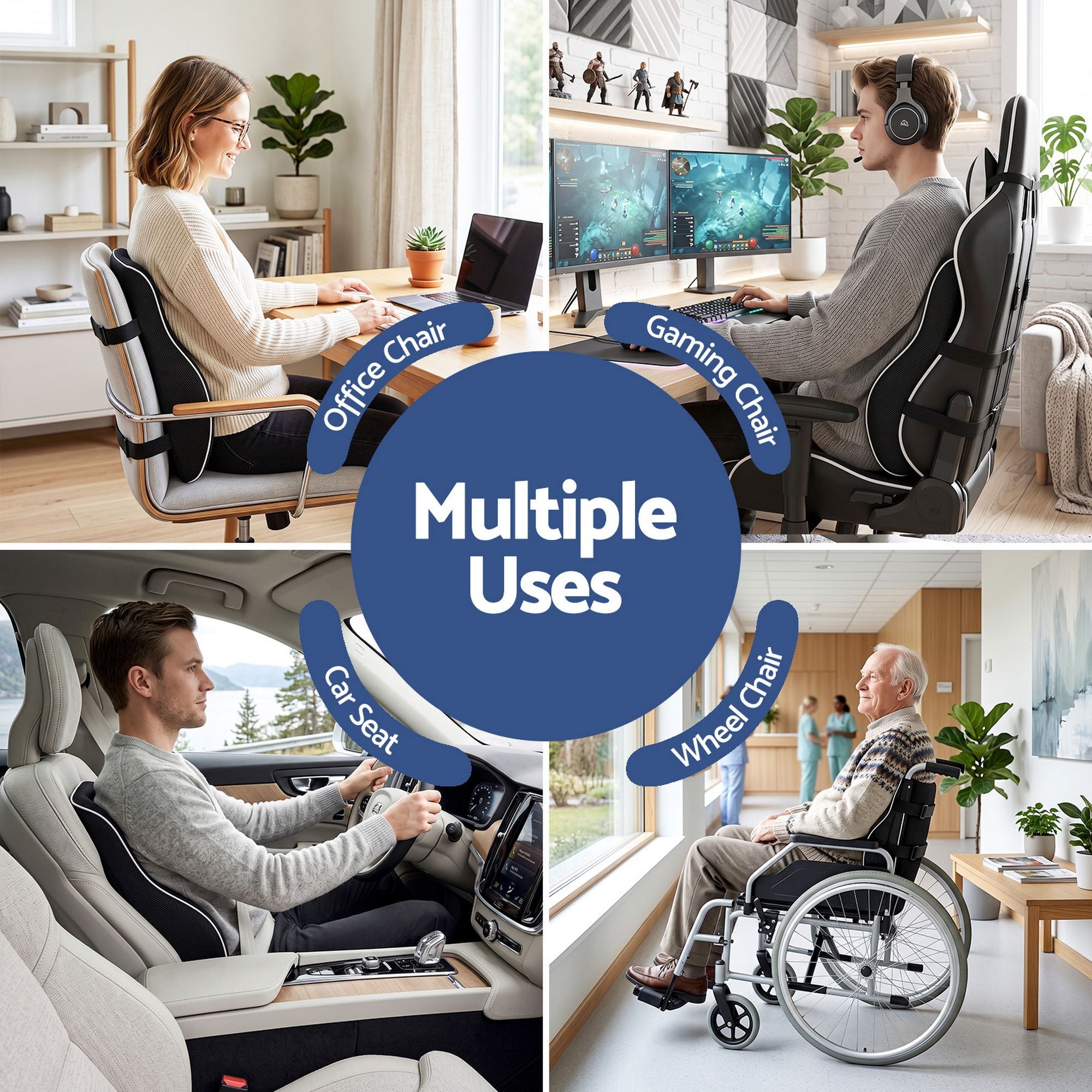 Artiss Ergonomic Lumbar Support Cushion for Office Chair and Car Memory Foam