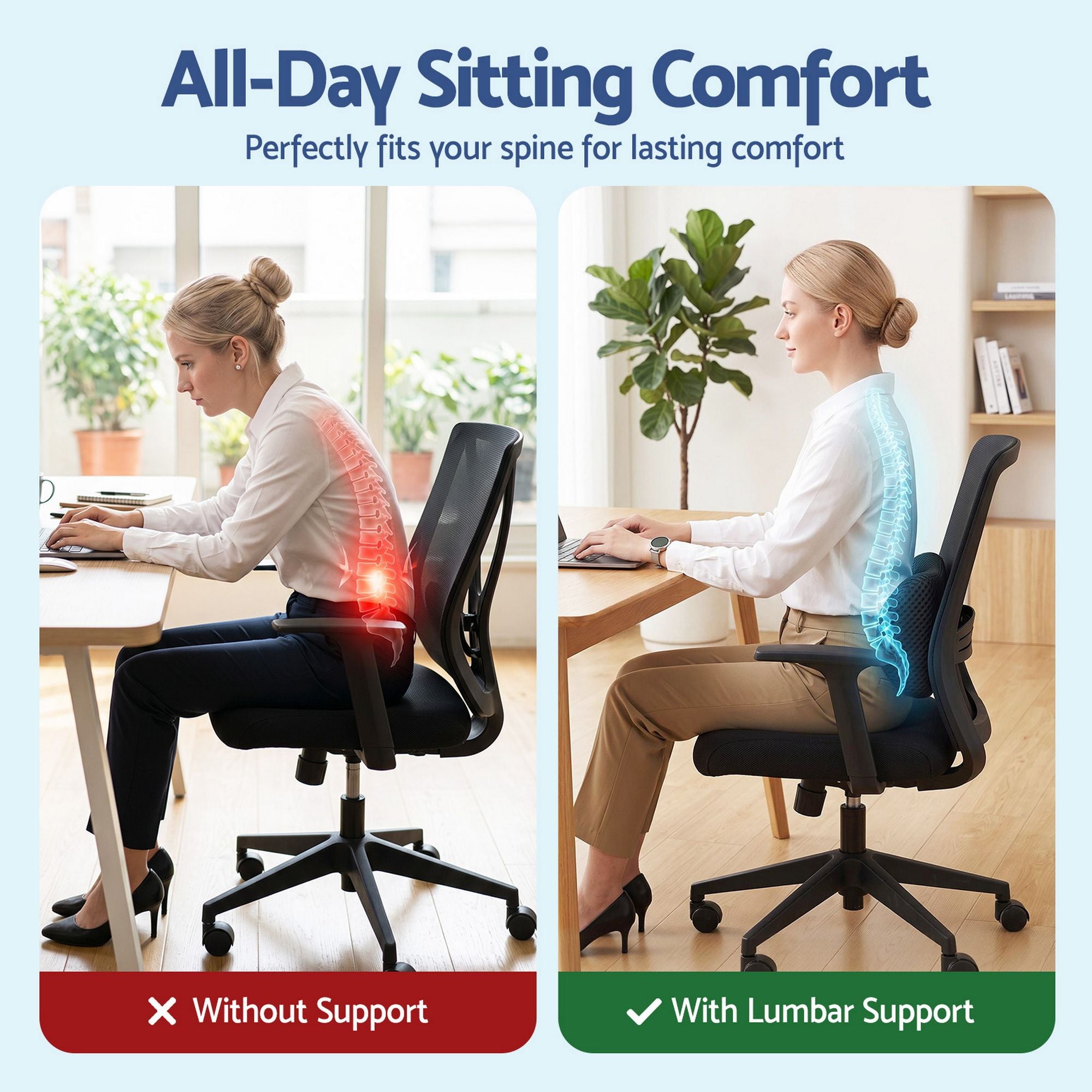 Artiss Lumbar Support Pillow for Office Chair and Car Ergonomic Memory Foam