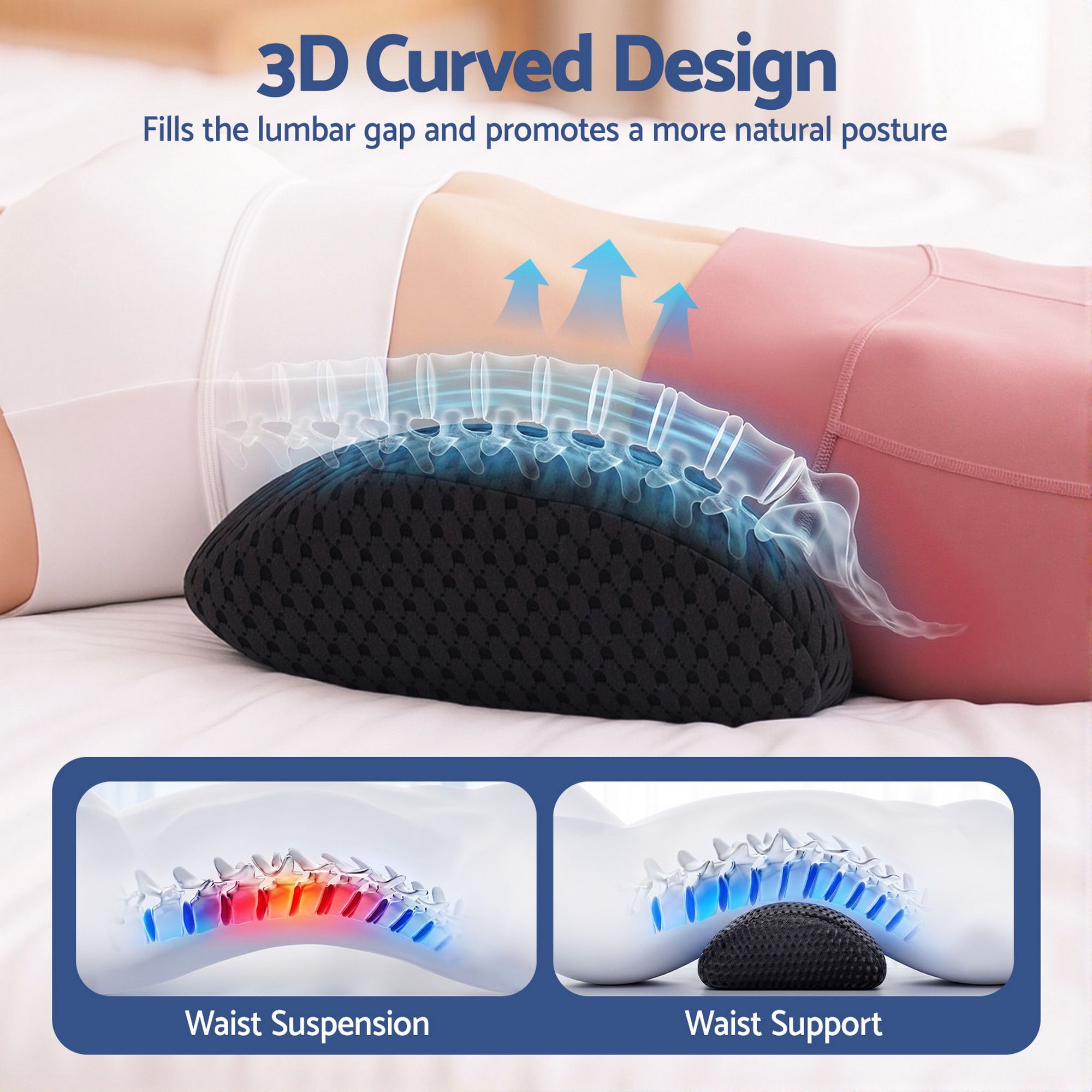 Artiss Lumbar Support Pillow for Office Chair and Car Ergonomic Memory Foam