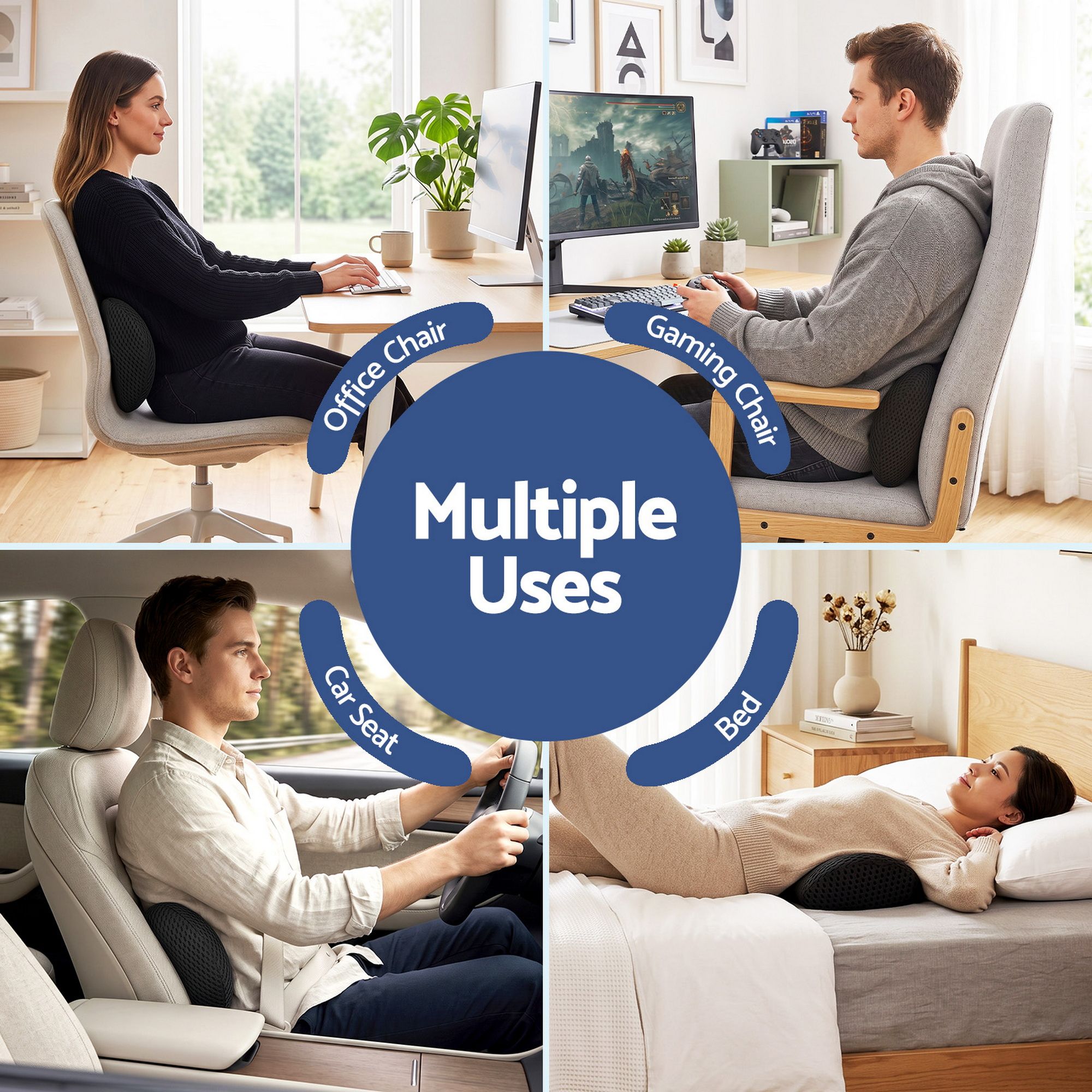 Artiss Lumbar Support Pillow for Office Chair and Car Ergonomic Memory Foam