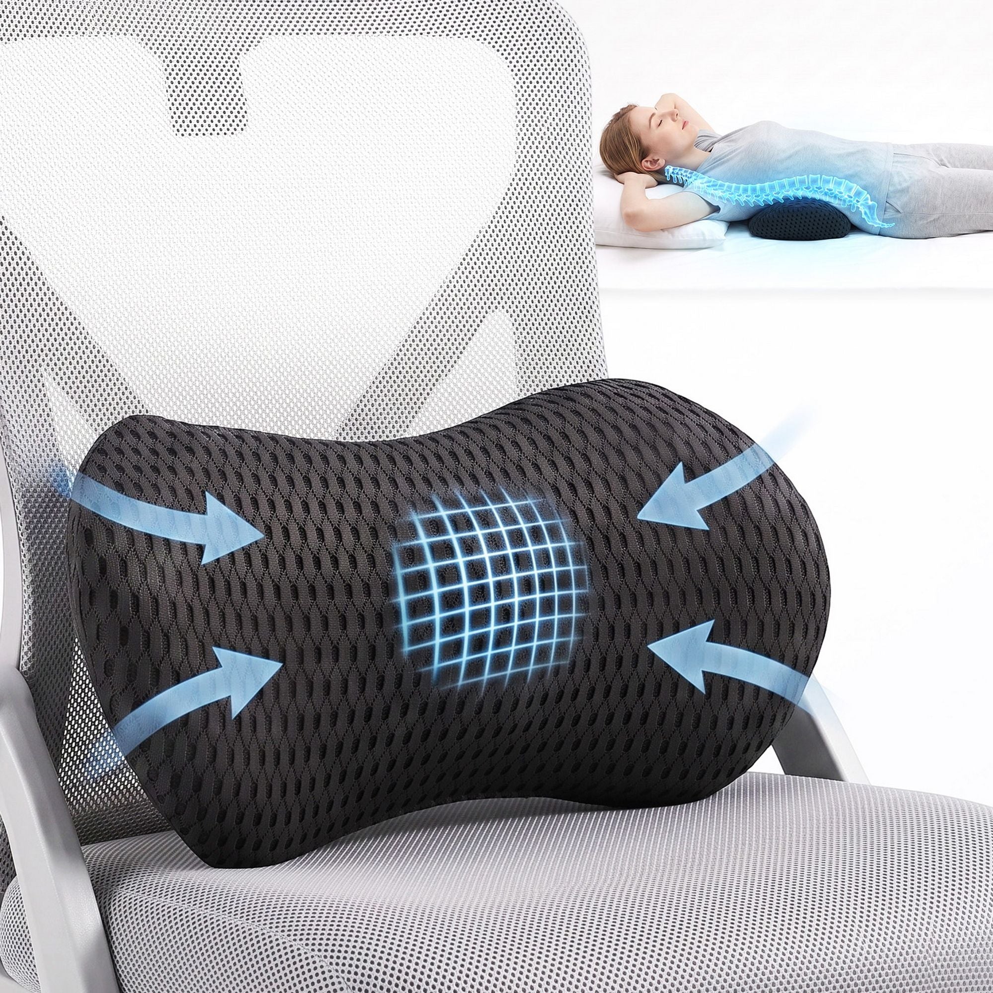 Artiss Lumbar Support Pillow for Office Chair and Car Ergonomic Memory Foam