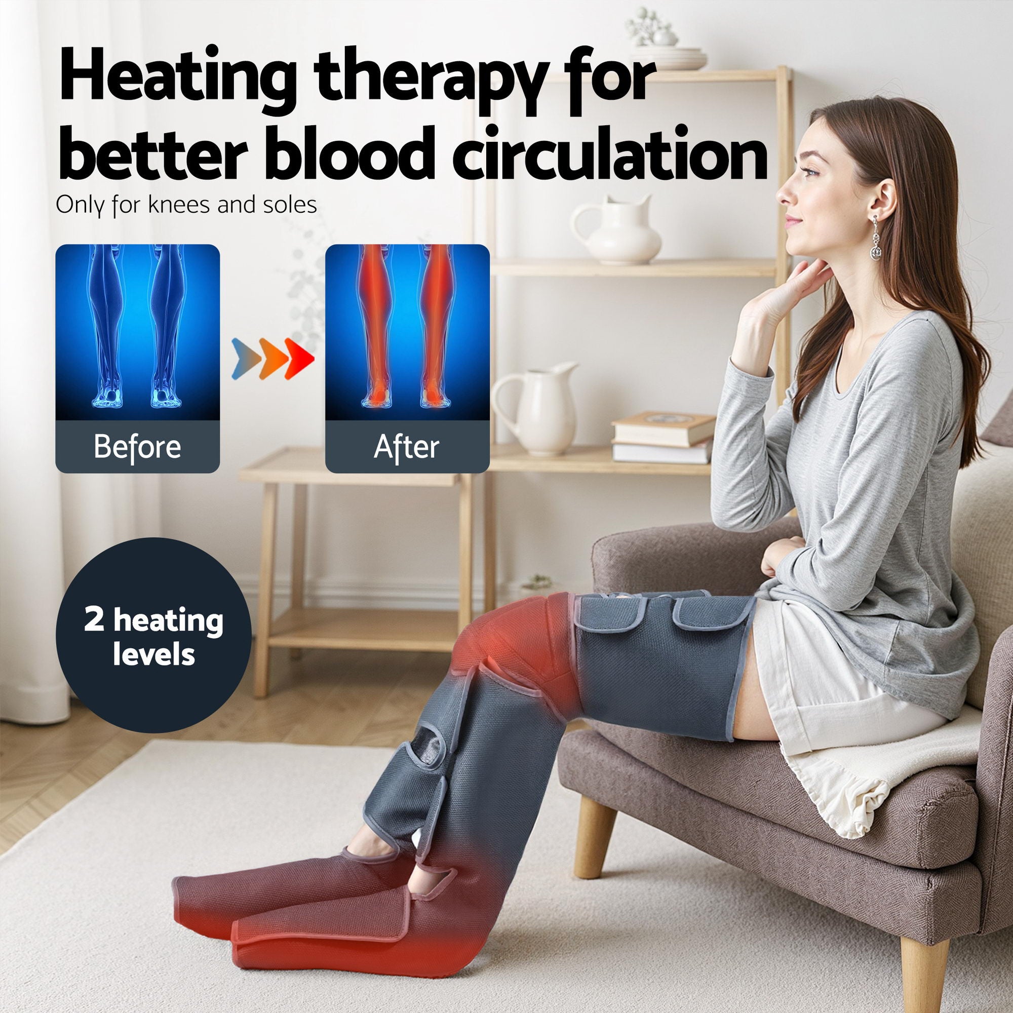 Livemor Leg Foot Massager Air Compression With Back Neck Massager Heat - Free Delivery