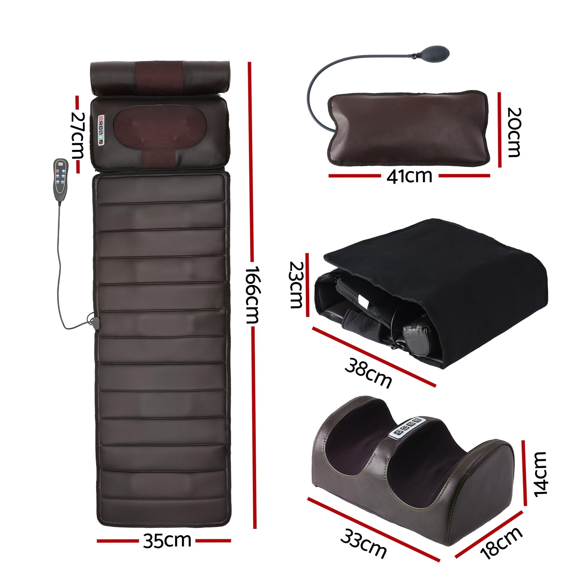Livemor Massage Mat Kneading Neck Foot Massager Heated Vibration Airbag Mattress - Free Delivery