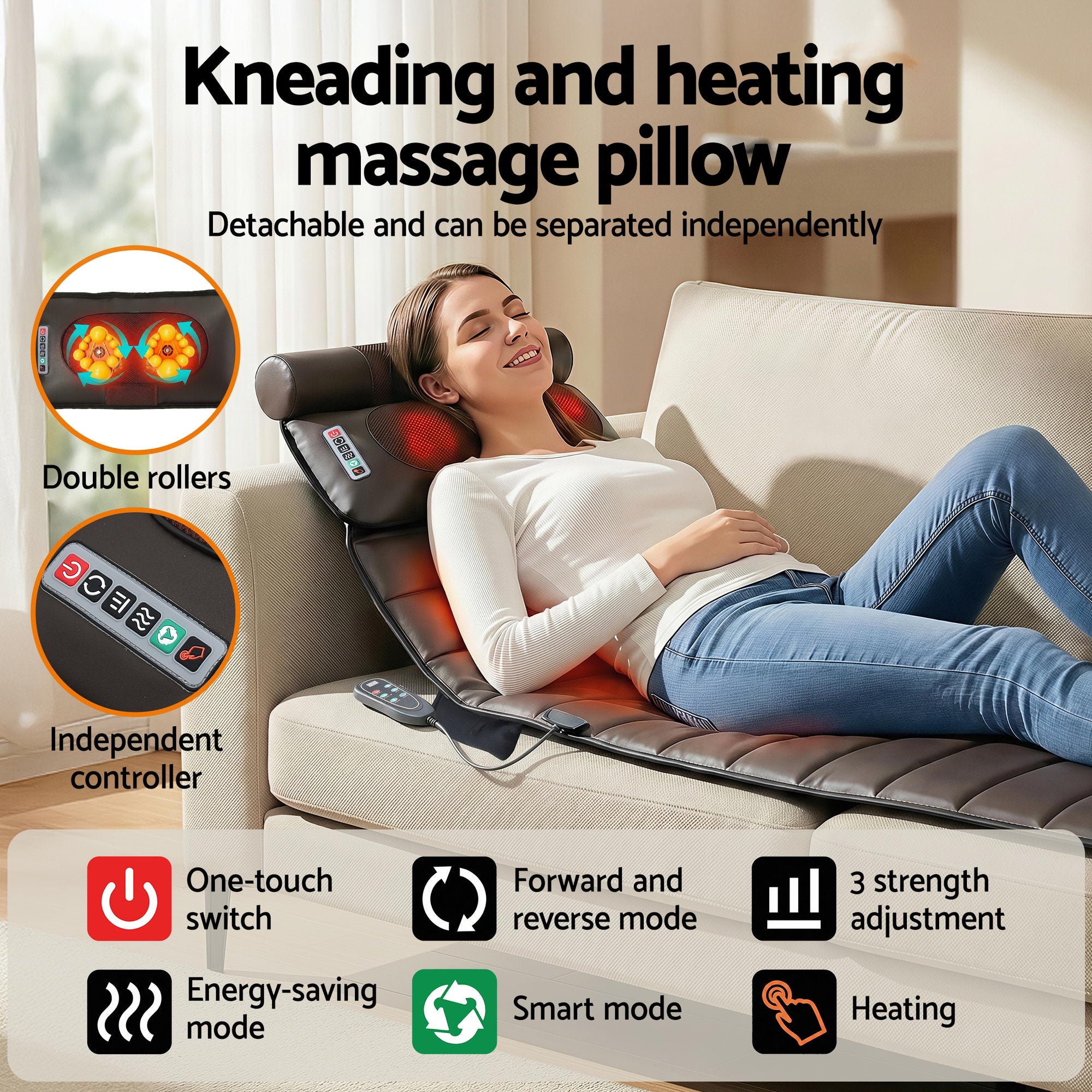 Livemor Massage Mat Kneading Neck Foot Massager Heated Vibration Airbag Mattress - Free Delivery