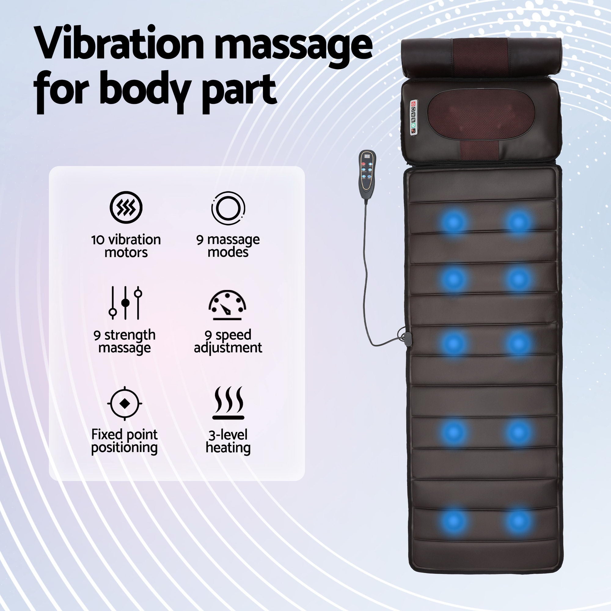 Livemor Massage Mat Kneading Neck Foot Massager Heated Vibration Airbag Mattress - Free Delivery